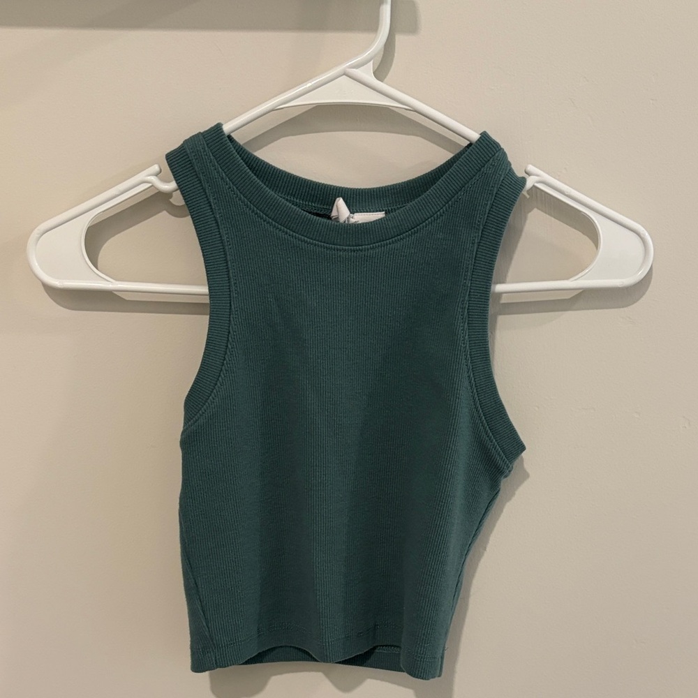 Tilly's Dark Teal Ribbed Cropped Tank